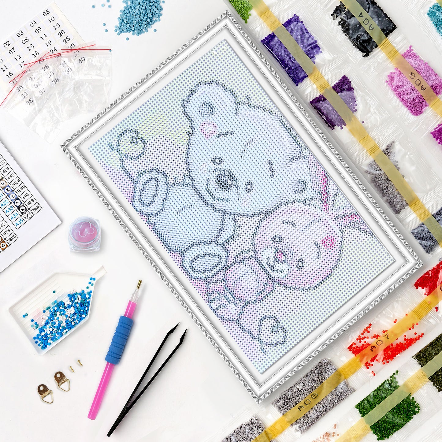 Diamond Painting - LC006e - Little Bear and Little Bunny