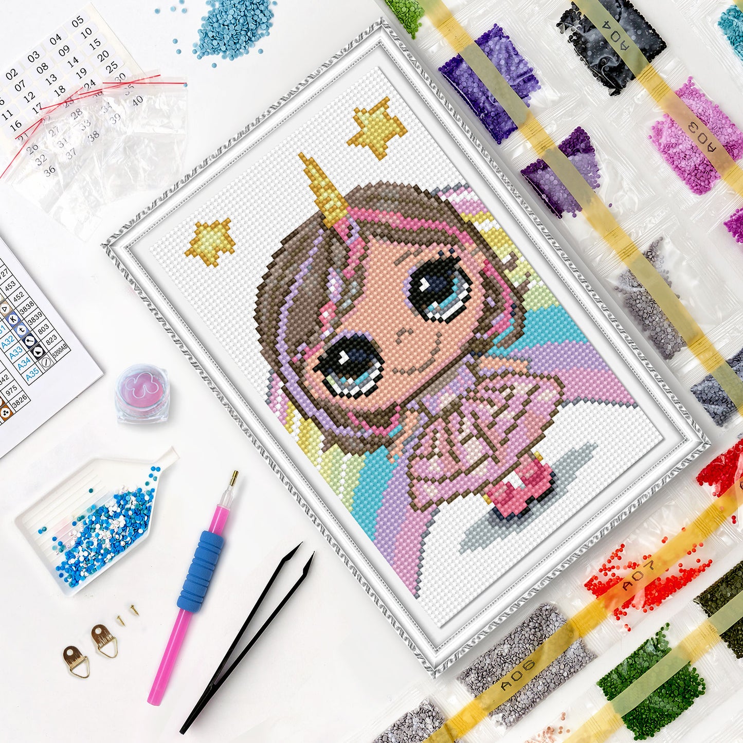 Діамантова картина - LC041E - Дівчина єдинорога