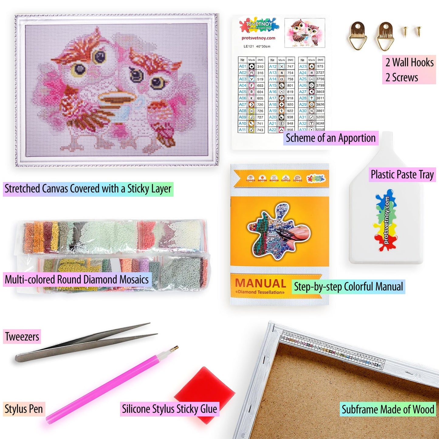 Diamond painting - LE121e - Cute Owls Image 5