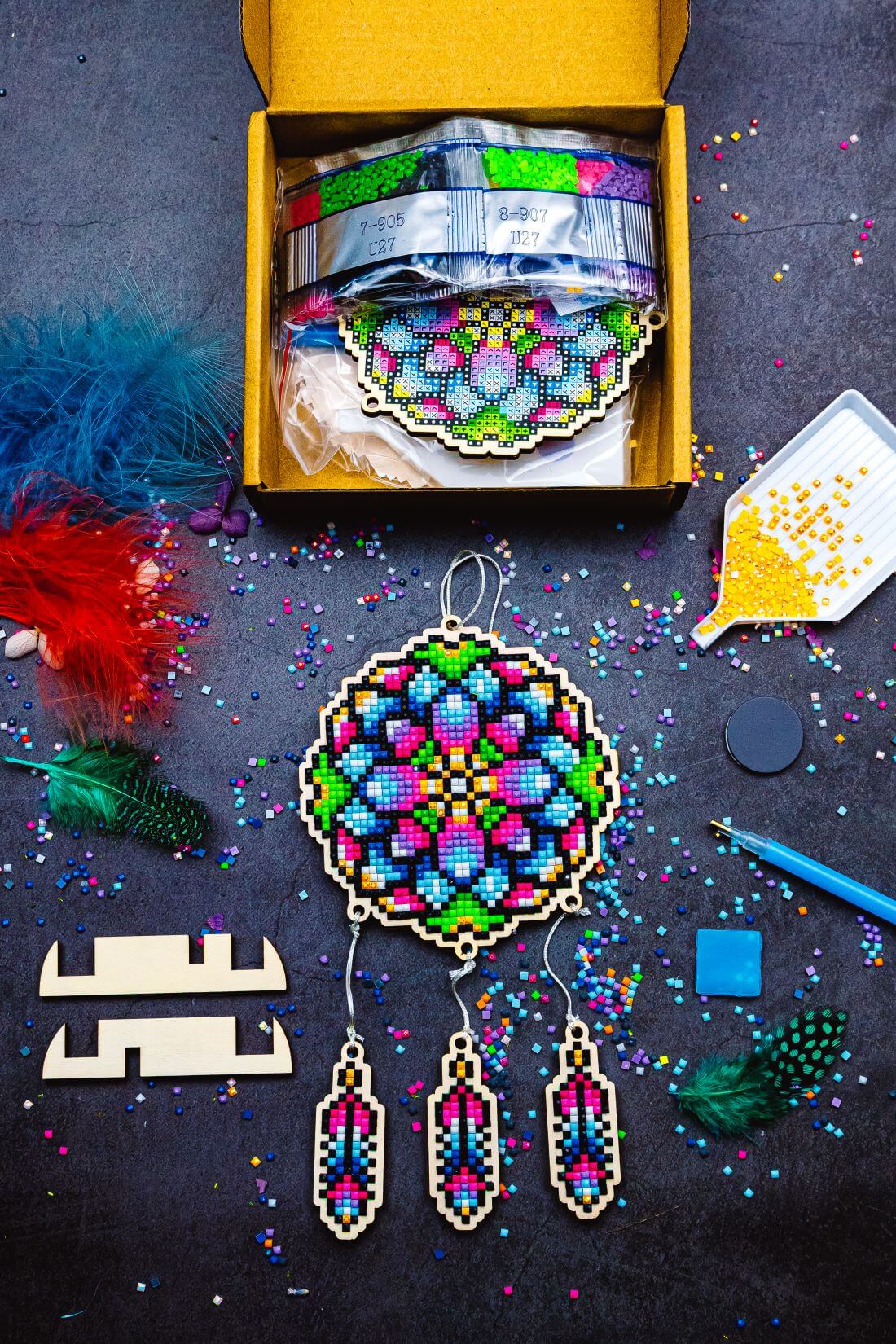 Diamond painting - U27e - Pendant "Dreamcatcher "Flower" Image 5