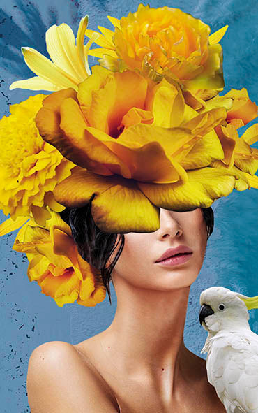 UH02E - Blumentraum in Orange (ohne Rahmen)