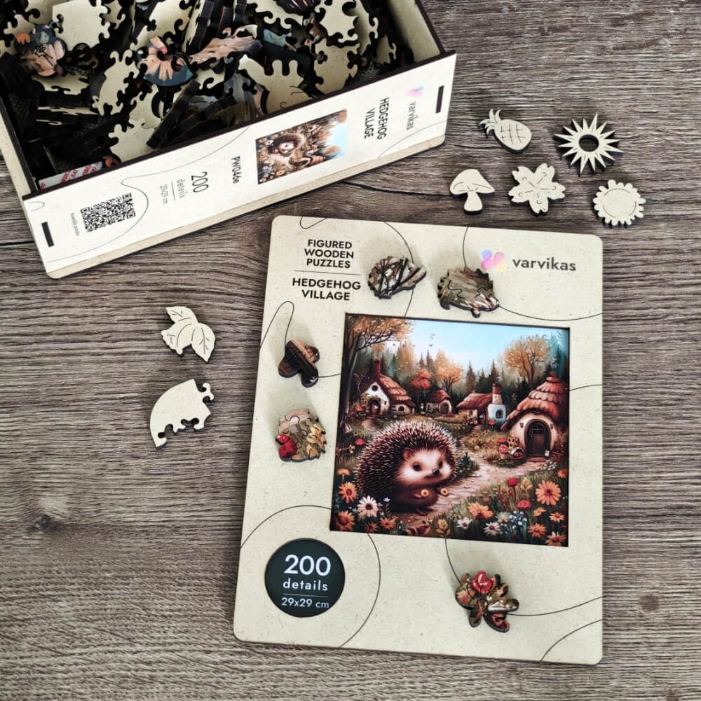 PW046E - Drewniane łamigłówki „Hedgehog Village”