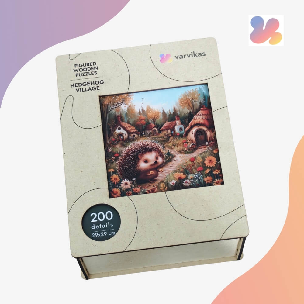 PW046E - Drewniane łamigłówki „Hedgehog Village”