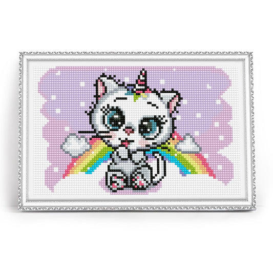 Diamond painting - LC039e - Cute Unicorn Kitten Image 1