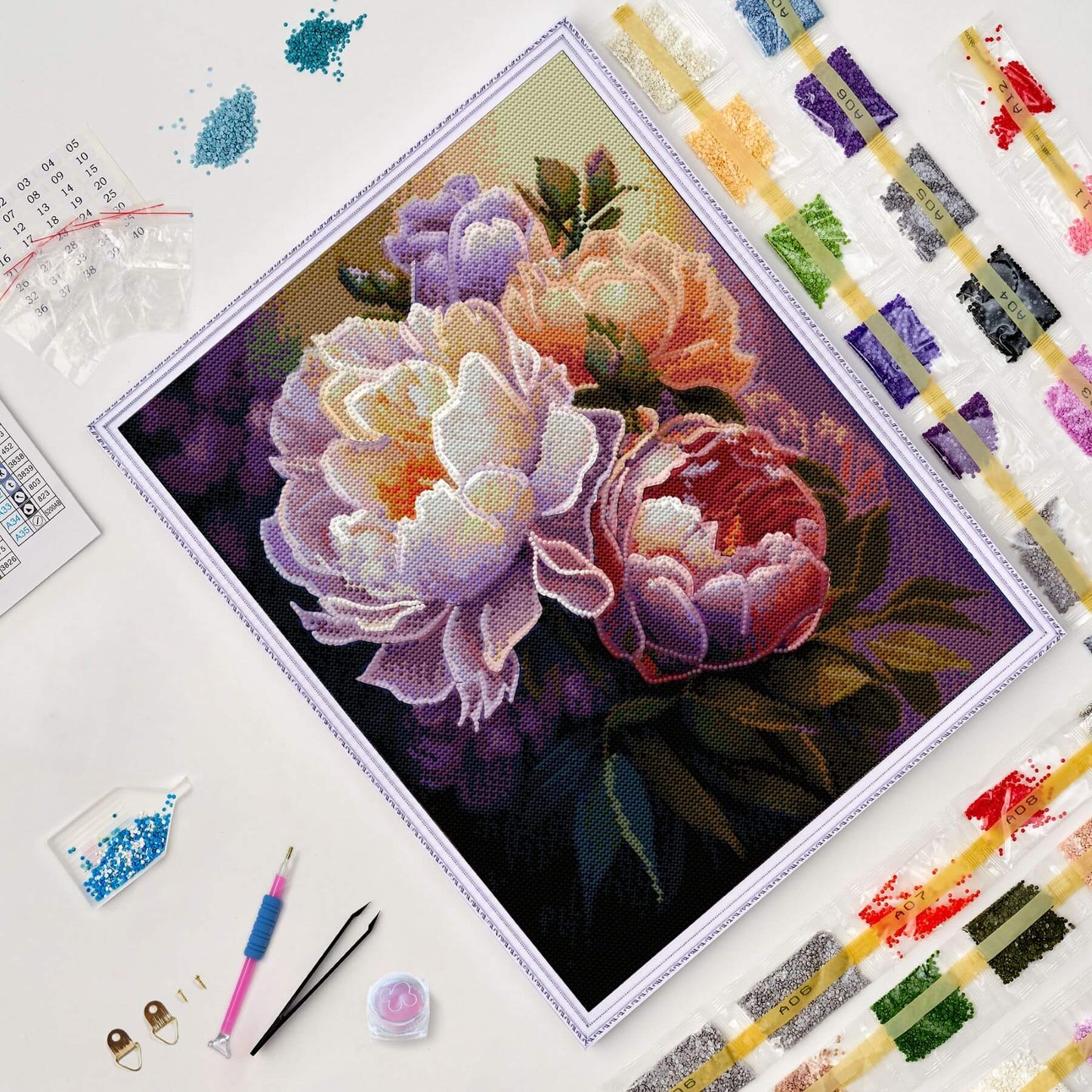 Diamond painting - LG334e - Blossoming peonies Image 5