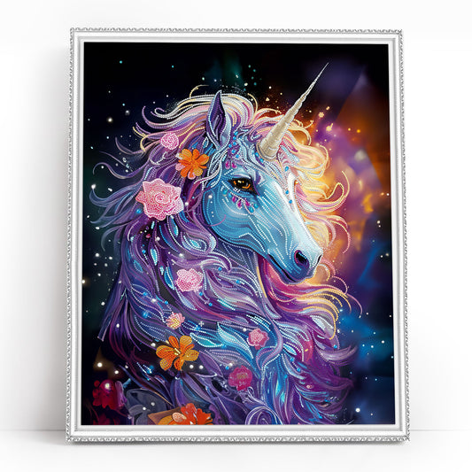 Diamond Painting - LGPS004e - Unicorn in flowers