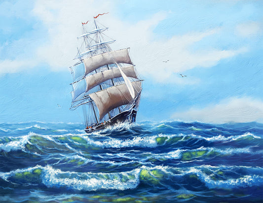 Diamond painting - LMC285e - Ship with White Sails Image 1