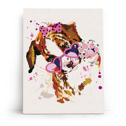 Me1117e - Welpe mit rosa Brille