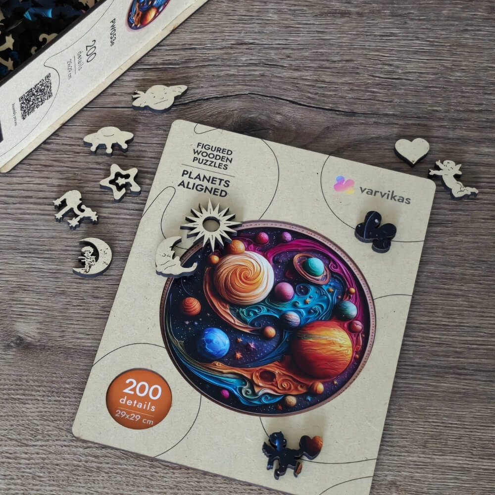 PW053E - Holzrätsel "Planeten ausgerichtet" "