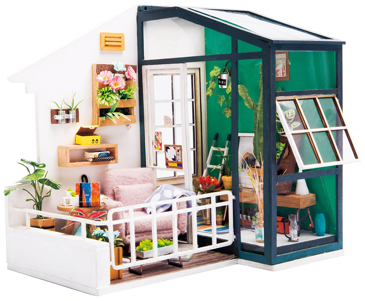 DIY Wall Hanging Miniature House Kit - Roombox - RBM002e - Balcony daydreaming Image https://storage.yandexcloud.net/protsvetnoy-media/19501/RBM002e_size.jpg