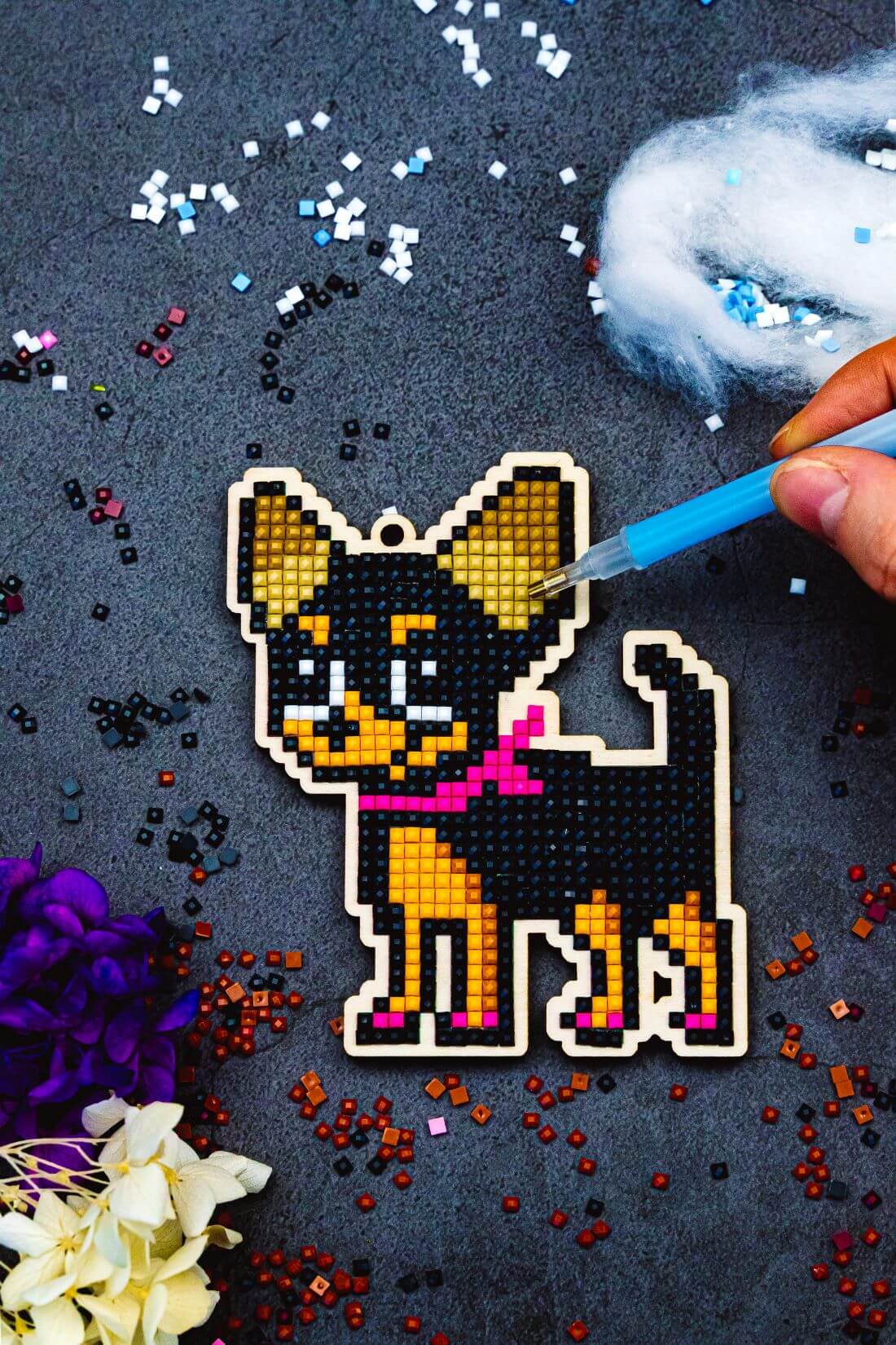 Diamond painting - U10e - Pendant "Chihuahua Fashionista" Image 3