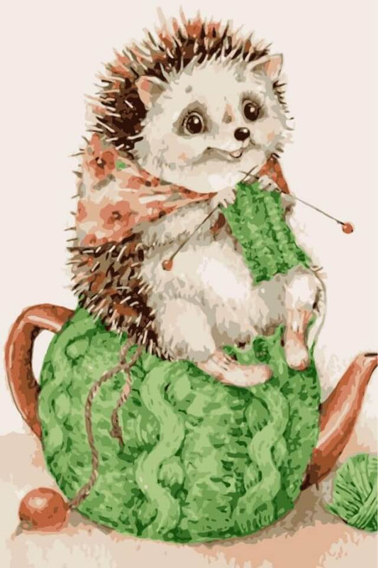 Painting by numbers - MC1076e - Hedgehog is cozy Image 1