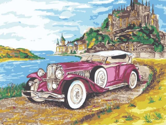 Painting by numbers - ME1054e - Cadillac on the background of the castle Image 1