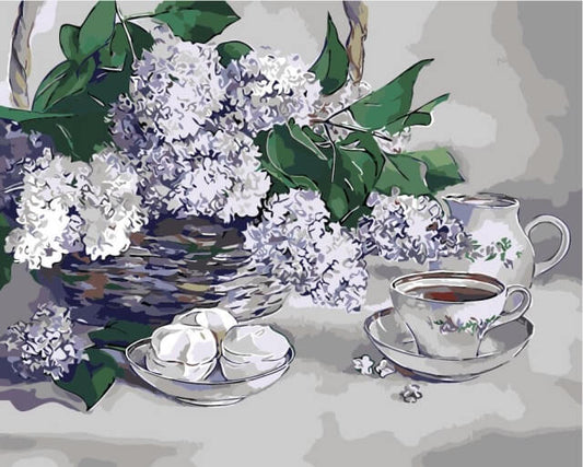 Painting by numbers - MG2082e - Lilac basket Image 1