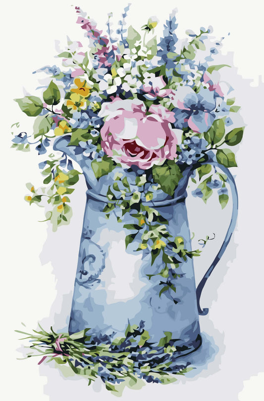 Painting by numbers - MG2104e - Romantic bouquet in a watering can Image 1