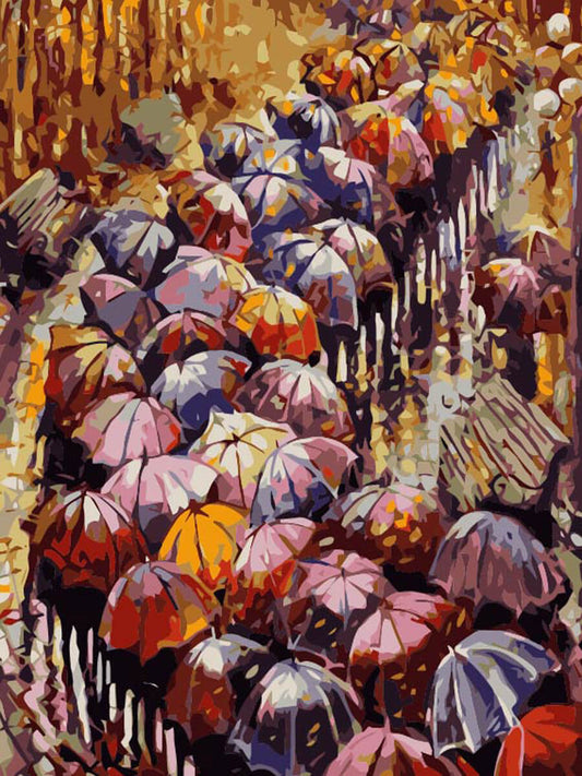 Painting by numbers - MG2116e - Autumn Umbrellas Image 1