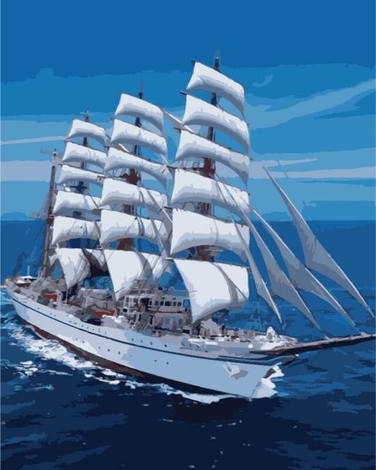 Painting by numbers - MG3240e - Snow-white Sailboat Image 1